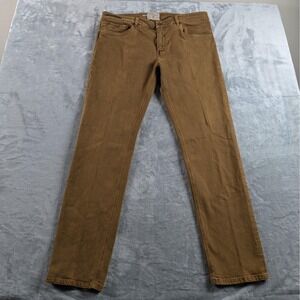 Teleria Zed Jeans Mens 40x32 Brown Selvedge Cobra Slim Straight Stretch Italy